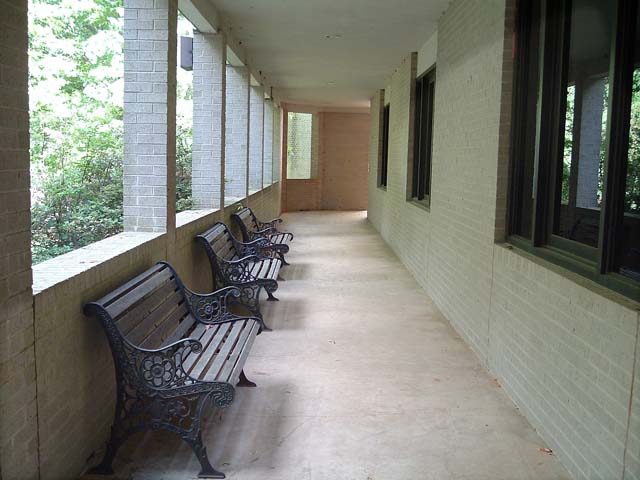 Covered patio and seating area